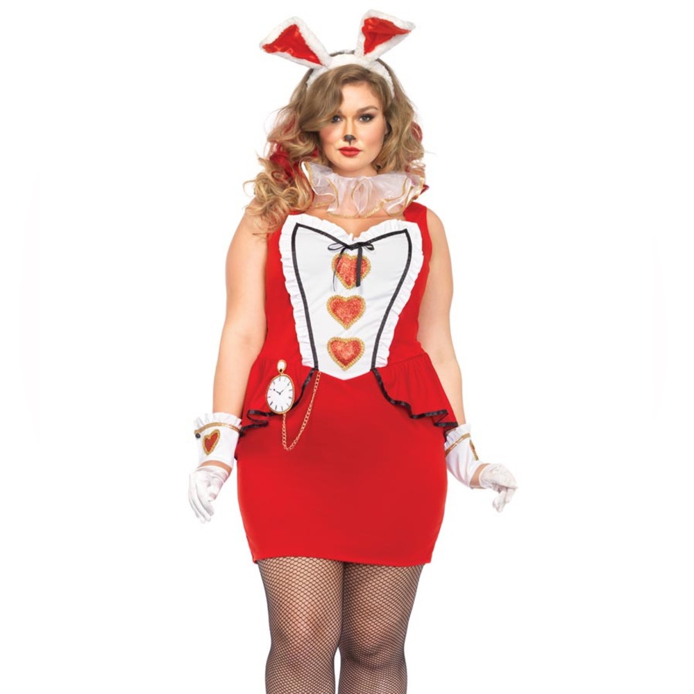 Leg Avenue Women's Plus-Size Tea Party Bunny Costume, Red/White, 3X-4x